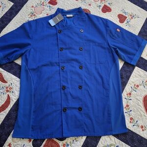 HappyChef Blue Double Button Cook Shirt Men/Women Small NWT Short Sleeve Vented